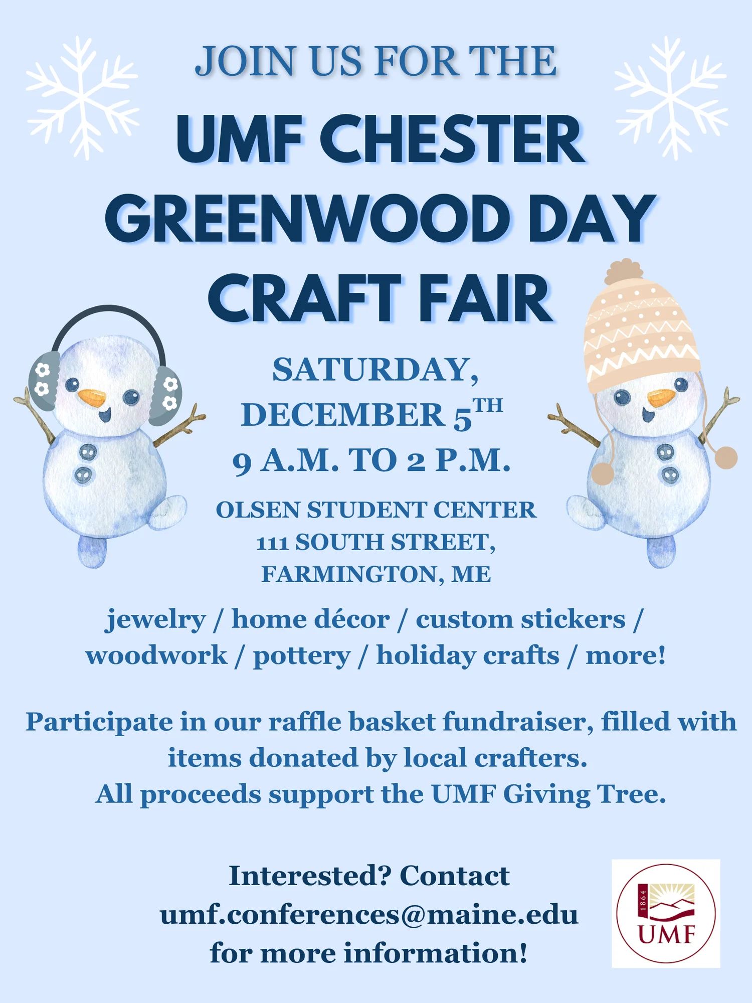 UMF Chester Greenwood Craft Fair 2026 — Dec 5 in Farmington, ME