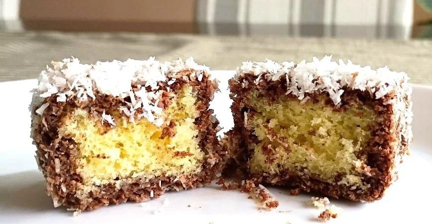 Squares made of soft sponge cake are dipped in chocolate and rolled in coconut flakes giving them a fluffy appearance. Iconic Australian desert is very popular in every Balkan household (also known as čupavci).
