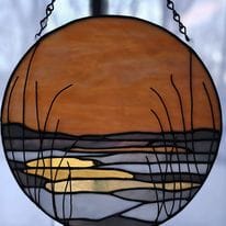 Stained glass Winter Marsh during golden hour