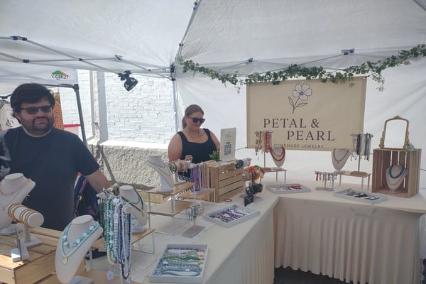 Petal & Pearl handmade jewelry booth at the Winthrop Arts Fest